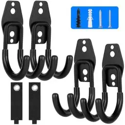 Produktbild: AojSup 6 Stück Garage Haken | Wandhaken für Garage, Wandhaken Garage Platzsparende, Schwerlast Aufbewahrung Doppelhaken, Gerätehalter Geeignet für Werkzeuge, Sportgeräte, Rohre und mehr(Schwarz)