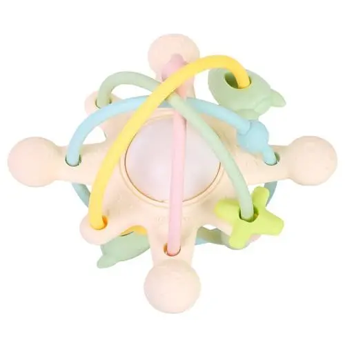 Produktbild: Aokelily Beißring baby, baby spielzeug ab 3 monate, Zahnungshilfe, Beißspielzeug, Ideal fūr kleine hände, BPA-frei Silikon, leicht zu reinigender teether (White)