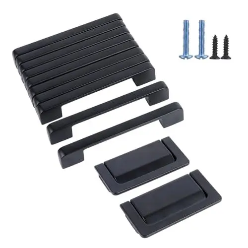 Produktbild: AOKLEY schrankgriffe,10 Stück Möbelgriffe mit 2Stück Schubladen Griffe 128MM Lochabstand,möbelgriffe,Schwarz Aluminiumlegierung Schrankgriffe Küchengriffe für Küchen, Schubladen, Schrank,Möbel