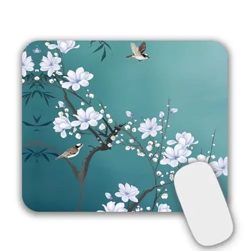 Produktbild: AOKSUNOVA Mauspad Klein mit Design Mousepad mit Motiv 200 x 240 x 3 mm Blume Vogel Muster