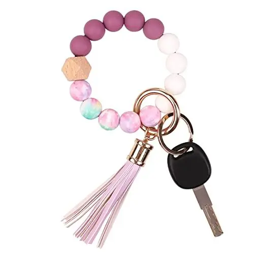 Produktbild: AOKSUNOVA Schlüsselanhänger Frau Boho Schlüsselarmband Schlüsselanhänger Band Perlen Lila