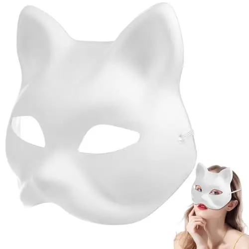 Produktbild: AOKWAWALIY 10er Pack Katzenmaske Weiße Maske Leere Maske Tiermaske Für Party Cosplay Halloween