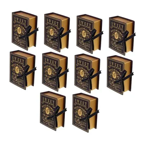 Produktbild: AOKWAWALIY 10st Magische Bücherkiste Mini-dessertboxen Keksschachteln Dekoratives Buchset Keksdosen Seifen-geschenkboxen Hexerei-boxen Weißer Karton Baby Weihnachten Dekorative Schachtel
