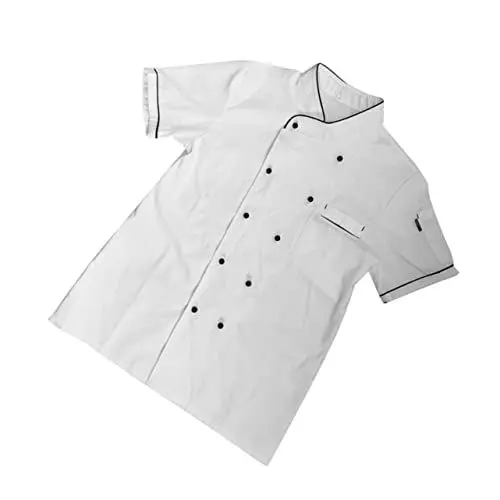 Produktbild: AOKWAWALIY 1Stk kurzärmlige kochjacke Chef Clothes Chef Jacket Chef Clothing Chef Apparel Chef Workwear Herren Kochmantel Konditorjacke Catering-Jacken lässige lockere Kochkleidung Weiß