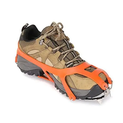 Produktbild: AOKWAWALIY 1 Paar 18 Eisklampe Spikes Steigeisen winterstiefel winterboots Bergwandern Überschuhe mit Stollen für den Außenbereich Eiskrallen aus Stahl Schuhe sicher schützen Steigeisen