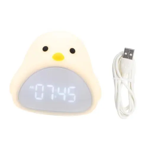 Produktbild: AOKWAWALIY 1 Satz Stiller Nachtlichtwecker Kinder Wecker Batterieuhr Nachtlampe Regaldekor Intelligenter Wecker Kleiner Schreibtisch Mehrzweck-wecker Tier Student Nachttischlampe Abs Weiß