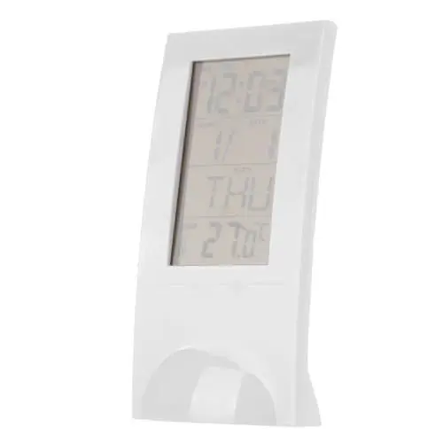 Produktbild: AOKWAWALIY 1stk Digitale Elektronische Uhr Innen Außen Schlafzimmer Wecker Reisewecker Reiseuhr Wecker Digital Elektronischer Wecker Radiowecker Batterieuhr Digitaluhren Weiß Stumm Kalender