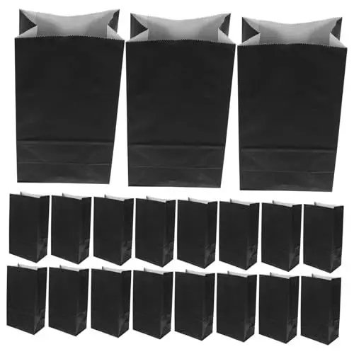 Produktbild: AOKWAWALIY 20 Stück schwarze Papier-Partytüten, 12 Stück, Beutel für Hochzeit, Tragetasche, für Geschenkverpackung, Geschenkverpackung, Geschenkbeutel, Geschenkbeutel, Kraftpapier, fein