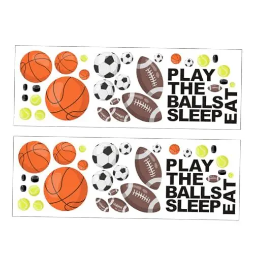 Produktbild: AOKWAWALIY 2St sportgel sportkleding Craft Nagelaufkleber Badezimmerdekorationen Partydekorationen Thema Basketball-Aufkleber Abschlussball Wandgemälde Sammelalbum schmücken PVC