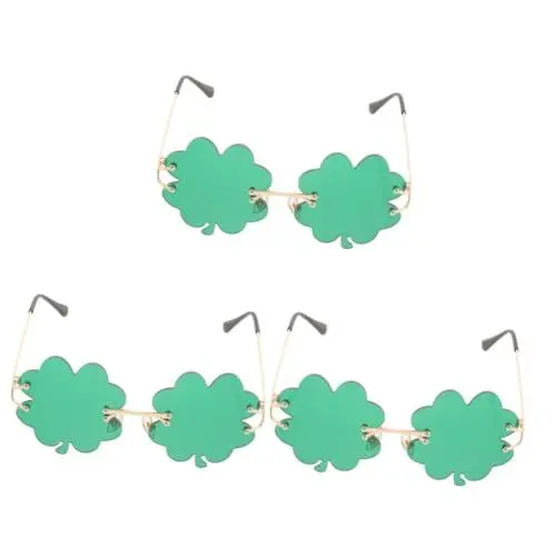 Produktbild: AOKWAWALIY 3 Teilige Sonnenbrille Modische Brille Neuheits Sonnenbrille Erwachsenen Sonnenbrille St Patricks Day Sonnenbrille Lustige Sonnenbrille Flippige Sonnenbrille Lustige