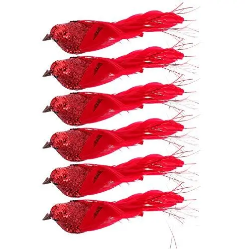Produktbild: Christbaumschmuck 6St Weihnachts vögel simulationsvogel bürodeko kardinale Dekorationen Mini-Weihnachtsbaumvogel Modelle Ornament Weihnachtsbaum-Vogel- Vogeldekoration Blitz