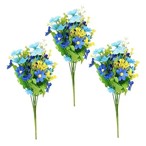 Produktbild: AOKWAWALIY Hochzeit 3st Gänseblümchen-strauß Hochzeitschrysantheme Für Zuhause Künstliche Gänseblümchen Pflanzenstrauß Künstliches Gänseblümchen Springende Orchidee Seidenblume Braut
