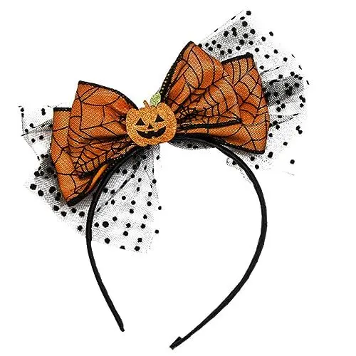 Produktbild: EXCEART Halloween Schädel Haarreif Damen Stirnband Kürbis Haarband Flapper Schleife Mädchen Hut Maskerade Kopfschmuck Hochzeit Karneval Party Cosplay Kostüm Zubehör