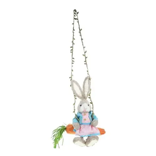 Produktbild: AOKWAWALIY Osterdekoration Gartenschaukel-Kaninchen-dekor Häschen-tischdekoration Gartenhasenfigur Gartenschaukel Kaninchen Gartenschmuck Osterhasenstatue Baumschmuck 35 c Schwingen Tuch