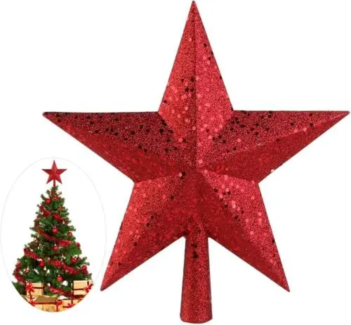 Produktbild: AOKWAWALIY Weihnachtsbaum Stern Weihnachtsbaumspitze Stern Leicht Glitzernde Christbaumspitze Weihnachten Bäume Christmas Tree Topper Stars