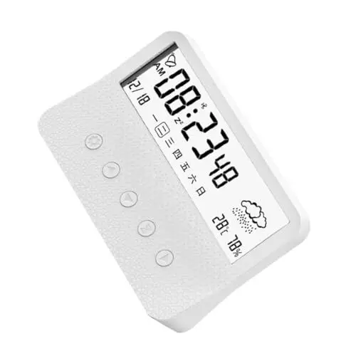 Produktbild: AOKWAWALIY intelligenter Wecker Home-LED-Uhr Temperaturuhren elektronischer Wecker LED- LED-Uhr für das Büro zu Hause Einzigartiger digitaler Wecker Haushalt Digitaluhr Plastik Weiß