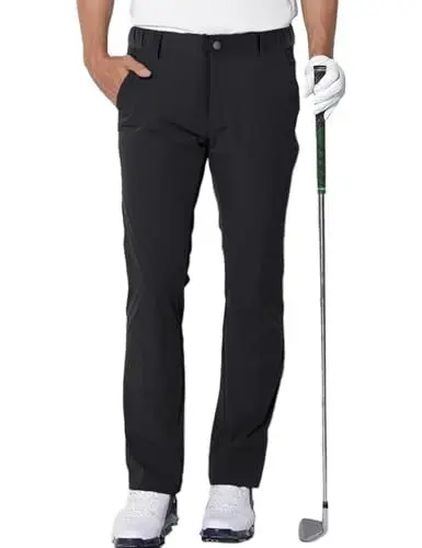 Produktbild: AOLI RAY Herren Golf Hosen wasserdichte Golf Stretchhose Schmale Passform Black Golf Trousers Slim fit Stretch Lang Golfhose Golf Pants Schwarz M