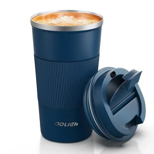 Produktbild: Aolieh Thermobecher, Kaffeebecher mit Auslaufsicherem Deckel, Thermobecher- Isolierbecher, Edelstahl Travel Mug, Kaffeebecher to go für heißes und kaltes Wasser Kaffee Tee