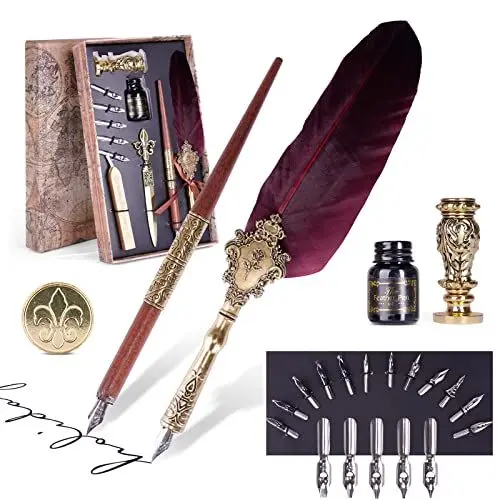 Produktbild: AOMAYLL Kalligraphie Set,Quill Writing Ink Set, with 17 Replacement Tips,Pen Holder,Ink,Seal Stamp-Perfektes Kalligrafie Set für Anfänger und Profis