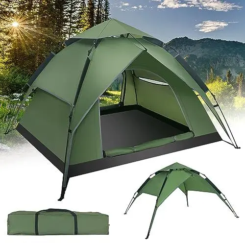 Produktbild: Aomedeelf Camping Zelt 2-3 Personen Pop Up Zelt Doppelschicht Wasserdicht & Winddichte Kuppelzelt mit Abnehmbarer Wurfzelt für Trekking, Familien,Camping