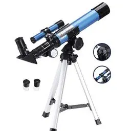 Produktbild: Aomekie Refraktor Teleskop Kinder Einsteiger 40/400 Astronomisches Teleskop Fernrohr Teleskop mit Aluminium Stativ und Sucherfernrohr für Himmelsbeobachtung und Landschaftsbeobachtung