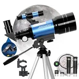 Produktbild: Aomekie Teleskop Kinder Einsteiger 70MM Teleskop Astronomie mit Smartphone Adapter Aluminium Stativ Barlow und Umkehrlinse