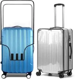 Produktbild: Aomiduo 2 Stück Kofferschutzhülle Transparent Kofferhülle Kofferschutzhülle Reisekoffer-Schutzhülle PVC Koffer Abdeckungen Wasserdicht Durchsichtig Staubdicht Schwarze Grenze(28 Zoll)
