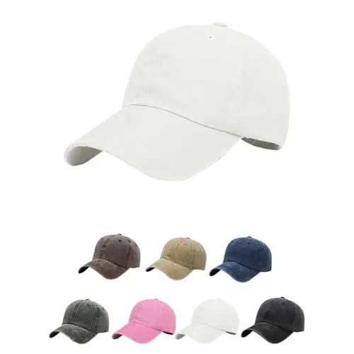 Produktbild: Aomig Basecap Unisex, Retro Baseball Cap Herren und Damen, Einstellbare Kappe Sommer, Sonnenschutz Baseballkappe Hüte, Mützen Caps Käppi Sonnencap für Outdoor Running Tennis Golf Sport Reisen (Weiß)