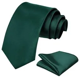 Produktbild: Aomig Herren Krawatten mit Einstecktuch, Schmale Krawatte 8 cm für Männer, Elegant Hochzeit Krawatte für Büro oder Festliche Veranstaltunge (Grün)