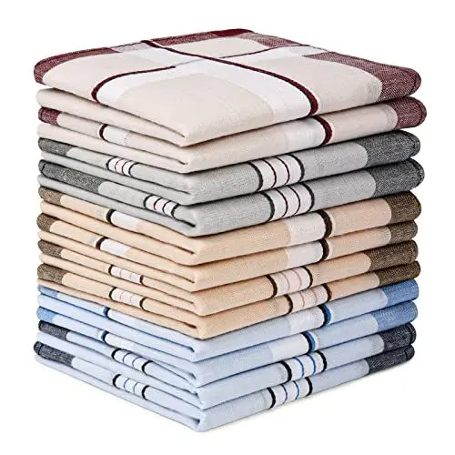 Produktbild: Aomig Taschentücher Herren, 12 Stück Baumwolle Stofftaschentücher Set, Traditionelle Taschentücher Stoff Herren Handkerchief, Wiederverwendbar Herrentaschentücher, 40cm x 40cm（B）