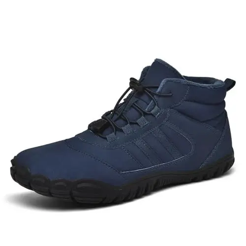 Produktbild: AONEGOLD Barfußschuhe Winter Damen Herren Traillaufschuhe Warm Gefüttert Winterschuhe Outdoor rutschfeste Wasserdicht Barfussschuhe(Blau 8188,Größe 44)