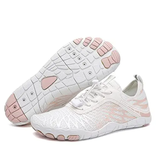Produktbild: AONETIGER Badeschuhe Herren Wasserschuhe Damen Strandschuhe Sommer Atmungsaktiv Barfußschuhe rutschfeste Schwimmschuhe Surfschuhe Aquaschuhe Fitnessschuhe(Weiß,41EU)
