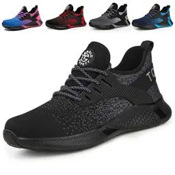 Produktbild: AONETIGER Sicherheitsschuhe Herren Damen Leicht Arbeitsschuhe Stahlkappe Sportlich Schutzschuhe Atmungsaktiv rutschfest Schuhe Sneaker(Größe 44,Schwarz)