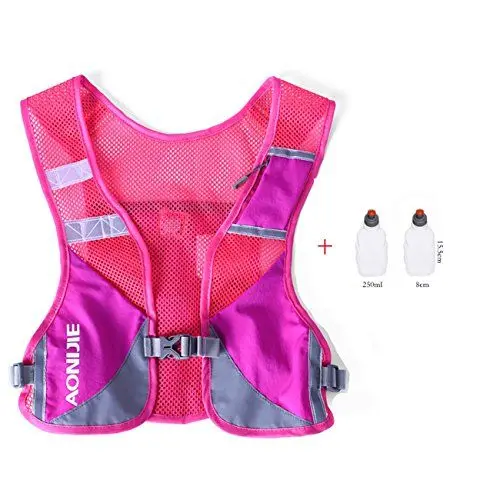 Produktbild: AONIJIE Ultraleicht Trinkrucksack Laufen Marathon Rucksack Getränketasche mit 2 Stück Trinkflaschen (Rose Rot)