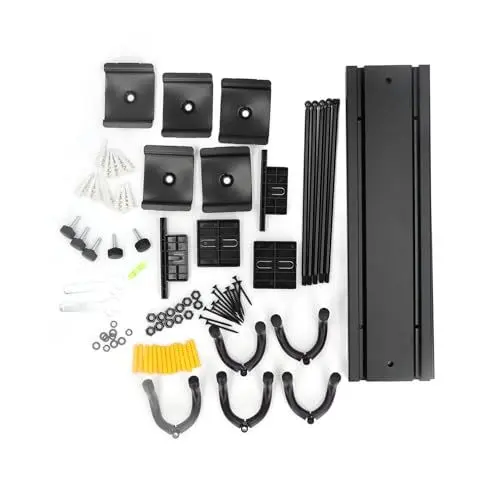 Produktbild: AONYAYBM Gitarrenständer, Gitarren-Wandhalterung, Spleißplatte aus Aluminiumlegierung, Stahlhaken, Drehbarer Gitarrenaufhänger für Akustik-, Elektro-, Klassische Gitarre und Ukulele,(Schwarz)