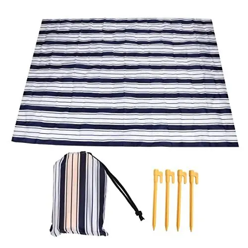 Produktbild: Fuerdich Große Picknick-Decke im Freien, Outdoor-Decke, Stranddecke, Picknickdecken mit Heringen, groß, faltbar, für Camping, Urlaub, Reisen, Zubehör, Beste Matte für Strand, Wandern,