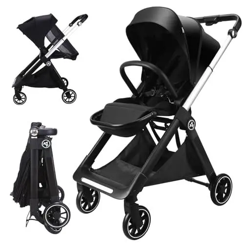 Produktbild: AOODIL Buggy Wendbarer Kinderwagen, Kompakter Kinderwagen, Kinderbuggy Klappbar Liegebuggy, Faltbarer Kleinkinderbuggy mit übergroßem Korb, Buggy mit Liegefunktion für 0-36 Monate, bis 22 kg