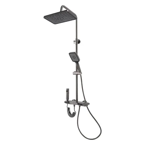 Produktbild: AOOUNGM Duschsystem Edelstahl, Wandmontiert Duschset mit 4 Modus Handbrause, Duschset ohne Armatur, Dusche Komplett mit Thermostat, Duschsystem mit LED-Anzeige