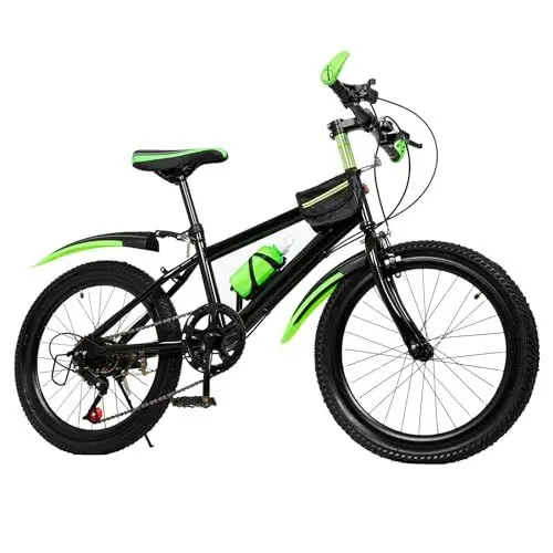 Produktbild: AOOUNGM Mountainbike 20 Zoll Kinderfahrrad 20 Zoll Jungen 7 Gang Mountainbike für Jungen und Mädchen Upgraded Jugendrad Erwachsene Fahrrad mit Kotflügeln (Grün)