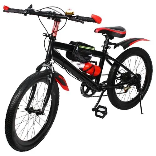 Produktbild: AOOUNGM Mountainbike 20 Zoll Kinderfahrrad 20 Zoll Jungen 7 Gang Mountainbike für Jungen und Mädchen Upgraded Jugendrad Erwachsene Mountainbike mit Kotflügeln (Rot)