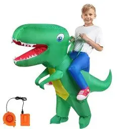Produktbild: AOOWU Dino Kostüm, 3PCS Dinosaurier Aufblasbares Kostüm,Kinder Dinosaurier Kostüm Lustige Aufblasbare Kostüme, Halloween-Kleid Lustiges Kostüm Aufblasbare für Karneval Party Geburtstags-Geschenk
