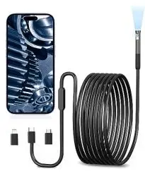 Produktbild: AOPICK Dual Lens Endoskopkamera, Endoskop-Kamera mit Licht Handy 1080P HD Ip67 Wasserdichtes Inspektionskamera Kanal mit 6+1 Einstellbaren LED Licht für Android & iOS Tablet (9.84FT/3M)