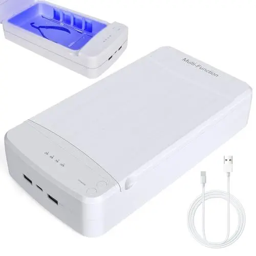 Produktbild: AORAEM Tragbare Doppelschichtige UV Lampe Sterilisator, UV Sterilisator für Instrumente, Professionelle UV Desinfektionsgerät Mit Leisem Betrieb Geeignet für Nagelwerkzeuge und Nagelsalons (weiß)