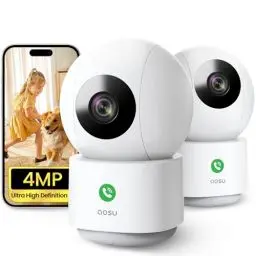 Produktbild: AOSU 4MP 2 Stück Überwachungskamera Innen WLAN Kamera, Homekit Kamera mit 5G/2.4GHz WiFi, One-Touch-Anruf, für Baby/ältere/Haustiere, kompatibel mit Alexa
