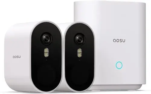 Produktbild: AOSU 5MP Überwachungskamera Aussen, Überwachungskamera Aussen Akku, 32G Lokale Speicher, Kein ABO, Kamera Überwachung Aussen 240 Tage Akku, Bewegungserkennung, 2-Wege-Audio,IP67,Funktioniert mit Alexa