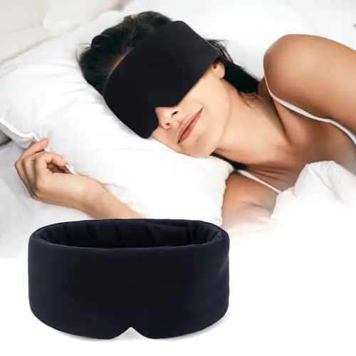 Produktbild: Aosun Schlafmaske für Frauen & Herren, Seitenschläfer Schlafbrille Weich Bequem, Hautfreundlich & Atmungsaktiv Augenmaske, Lichtblockierende Schlafmasken mit Verstellbarer Klettverschluss für Reisen
