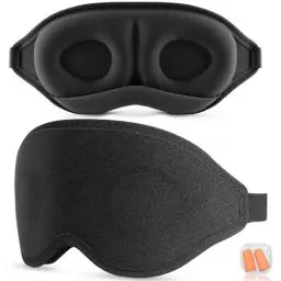 Produktbild: Aosun Schlafmaske für Seitenschläfer, 2024 Upgrade 3D Augenmaske Schlafmasken für Herren und Frauen, 100% Lichtblockierende Schlafbrille mit Verstellbarem Gummiband für Reisen (Schwarz)