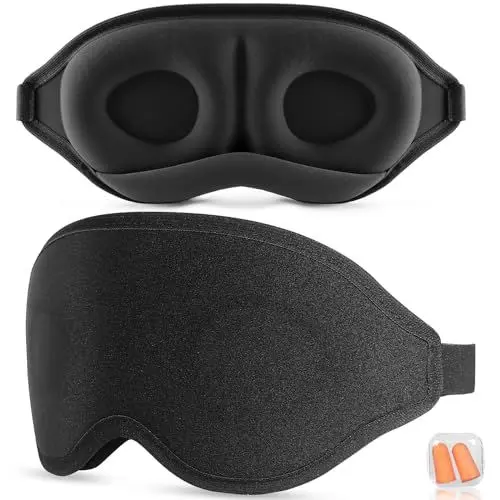 Produktbild: Aosun Schlafmaske für Seitenschläfer, 2023 Upgrade 3D Augenmaske Schlafmasken für Herren und Frauen, 100% Lichtblockierende Schlafbrille mit Verstellbarem Gummiband für Reisen (Schwarz)