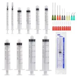 Produktbild: Aotfusd 10 Stück Spritzen-Set mit Stumpfer Nadel, Verschiedene Größen, 1ml, 3ml, 5ml,10ml, 20ml zum Nachfüllen und Messen von Flüssigkeiten, wissenschaftliche Labore, Pflanzenbewässerung