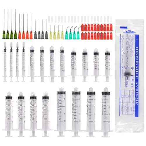 Produktbild: Aotfusd 20 Stück Spritzen-Set mit Stumpfer Nadel, Verschiedene Größen, 1ml, 3ml, 5ml,10ml, 20ml zum Nachfüllen und Messen von Flüssigkeiten, wissenschaftliche Labore, Pflanzenbewässerung